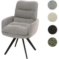 Einzelst�ck | Esszimmerstuhl HWC-G66, Küchenstuhl Stuhl, drehbar Auto-Position Stoff/Textil Bouclé MVG ~ hellgrau, mit Armlehne