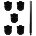 5 x Ersatz WCBürstenkopf Schwarz Ø ca. 6,5 cm + 1 x EdelstahlGriff 26,5 cm  ...