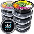 Igluu Runde Meal Prep Boxen mit Deckel (10er-Pack) – wiederverwendbar, mikrowellen-, gefrier-, spülmaschinengeeignet, stapelbar – 828 ml Fassungsvermögen – 1 Fach – aus BPA-freiem Kunststoff