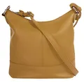 Cluty Umhängetasche Echt Leder Damen gelb 021217 Made in Italy, Handtasche, Schultertasche, Crossbody Bag aus Leder