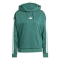 adidas Damen Essentials 3-Stripes Fleece Hoodie, Collegiate Green/White, S