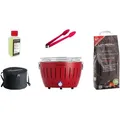 LotusGrill S Small Kompakt Starter-Set Feuerrot Holzkohlegrill 5 tlg - Rot
