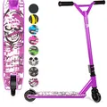 Land Surfer Stunt Scooter - Stunt Roller für Kinder ab 8 Jahren und Junge Erwachsene mit 360 Grad Deck, 100 mm High PU-Räder mit ABEC-9 Kugellager und Geschenkbox - Lila Schädel