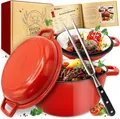 KRUSTENZAUBER Gusseisen Topf 26cm + Fleischgabel - Schmortopf backofengeeignet