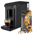 Tchibo Kaffeevollautomat Esperto mini für Caffè Crema und Espresso, nur 16cm breit, klein und kompakt, geeignet für jede Küche, Camping, Studentenapartment, Schwarz - INKLUSIVE Kaffeeprobierset GRATIS