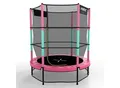KINETIC SPORTS Kinder Trampolin JUMPER 140 cm - Inklusive Gummiseil Federung, Sicherheitsnetz mit Reißverschluss, Rahmenpolster, Schutz Bodennetz - Indoor Kindertrampolin Spielzeug Pink-Türkis