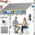 KESSER® Klemmmarkise mit Handkurbel & LED Lichterkette | Balkonmarkise ohne Bohren | Markise UV-beständig höhenverstellbar & wasserabweisend | Sonnenschutz für Balkon Terrasse & Garten 300cm