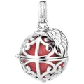 Engelsrufer Damen Anhänger für Halskette mit Flügel aus Sterling Silber mit austauschbarer Klangkugel S in der Farbe Rot, Anhänger zum Öffnen, Größe: 19,5 cm, ER-23-25-S