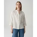 OPUS Hemdbluse FANARI aus nachhaltigem Viskosemix Crash Optik, Schlitze in den Seiten, Perlmuttknöpfe beige 34