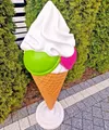 XL Eistüte 3 Eis Kugel m. Sahne 140 cm hoch +Ständer Deko Werbefigur EIS Werbung
