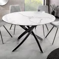 riess-ambiente Runder Esstisch ALPINE 120cm Marmor weiß Keramik schwarzes Metallgestell