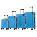 YONSLY Koffer Suitcase Set, Trolley Reisekoffer, Rollkoffer Handgepäck, Kofferset, Gepäckset mit 4 Rollen 360°, Hartschalenreisekoffer, Zahlenschloss, Weicher Gummigriff (4er Set, S,M,L&XL, Blau)