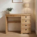 CARO-Möbel Schreibtisch Salsa im Mexiko Stil, eleganter Computertisch aus massiver Kiefer, Bürotisch mit Schubladen, gebeizt und gewachst