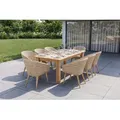 PLOß Borneo Garten-Essgruppe, natur/beige, Akazie/Polyrattan, Esstisch ausziehbar 180/220/260 x 100 cm, 8 Stühle mit Polster, FSC®-zertifiziertes Produkt