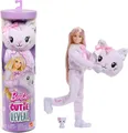 Barbie Cutie Reveal Puppe und Zubehör, Kätzchen der Cuddly-Reihe mit 10 Überrasc