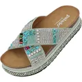 Palado Plateau-Pantoletten Damen Kegno by Sila Sahin – elegante Sandalen - bequeme Hausschuhe mit Plateau-Sohle - modische Sommerschuhe Grün UK6 - EU39