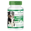 fairvital Vetipur Biotin Tabletten für Hunde, 90 Tabletten, schluckfreundlich, Biotin Komplex 800µg, mit Kupfer, Zink und andere B-Vitamine, Futterergänzung für Hunde