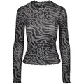 URBAN CLASSICS Langarmshirt Urban Classics Damen Ladies AOP Mesh Turtleneck Longsleeve (1-tlg) grau XS (34)