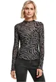 Urban Classics Damen T-Shirt Ladies AOP Mesh Turtleneck Longsleeve Asphalt/Black XS