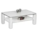 Stella Trading ROMY Moderner Couchtisch weiß Hochglanz - geräumiger Sofatisch mit zwei Ebenen für Ihren Wohnbereich - 110 x 41 x 70 cm (B/H/T)