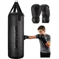 Boxsack Set 87cm 12kg mit Handschuhen 6oz für Kinder - Meteor Box-Set gefüllt