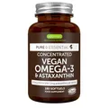 Omega 3 vegan,180 Kapseln, 1344mg Algenöl pro Tag mit 600 mg DHA & EPA, Omega 3 Algenöl hochdosiert mit 1mg Astaxanthin, 1 Monat Vorrat, von Igennus