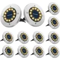 Solar Floor Lights Outdoor, 12 LEDs Warm White Solar Lights for Outdoor Use, ...