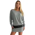 Mississhop Partykleid Damen Minikleid festlich Glitzer Kleid Pulli Tunika S M L XL XXL 9531 grau L (40)