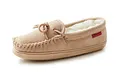 Reissner Lammfelle | Engel Hausschuh Moccasin | Veloursleder | Innenfutter echtes Merino Lammfell | beige 48