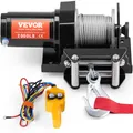 VEVOR Elektrische Seilwinde, 907 kg Seilzugkapazität, 12 V DC ATV/UTV-Winde mit Φ0,4 x 1188,7 cm 7-Strang-Stahlkabelrolle, Kabelfernbedienung, IP55 wasserdicht zum Abschleppen von UTV ATV im Gelände