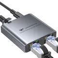 WARRKY LAN Splitter 1 auf 2, 1000Mbps Ethernet Splitter mit Type-C-Netzkabel, [1,4cm ultraschlank, Integriert geformtes Aluminiumgehäuse] Gigabit LAN verteiler 2 Port, Net Switch für Cat 5/5e/6/7/8