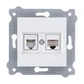 EXEN - Netzwerkdose Cat. 6 und Telefondose Unterputz Weiß - 1 RJ45 und 1 RJ11 Port - All-in-One Kompatibel mit Serien KARELL/ODAK/COMFORT - 256/01E