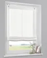 Kutti Raffrollo Areggo Weiß/Offwhite – Halbtransparentes Raffrollo ohne Bohren | inkl. Fensterhaken & Beschwerungsstangen - Gr. 80 x 130 cm