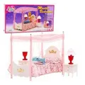 Lean Toys Puppenmöbel-Set: Himmelbett, Nachttische, Lampen (66583518)