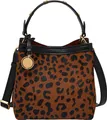FOSSIL Umhängetasche Handtasche Jessie Bucket Crossbody Bag Leopard hellbraun