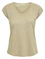 ONLY Damen Einfarbige Kurzarm Bluse Basic Rundhals Ausschnitt Blusen T-Shirt Blouse Oberteil ONLVIC, 15136069,Gold Colour,L