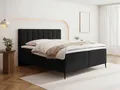 Boxspringbett mit Bettkasten – Polsterbett 180 x 200 cm mit H4 Taschenfederkern 7-Zonen Matratze & 5 cm Topper – Stauraumbett mit hohem Kopfteil & Metallfüße – Samt Velours Schwarz
