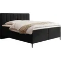 Boxspringbett Mit Bettkasten – Polsterbett 180 X 200 Cm Mit H4 Taschenfederkern 7-zonen Matratze & 5 Cm Topper – Stauraumbett Mit Hohem Kopfteil & Metallfüße – Samt Velours Schwarz
