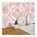 K&L Wall Art Fliesenaufkleber 12x Klebefliese Kachel Sticker Rosa Landhaus Deko Vintage Küche rot 15 cm x 15 cm
