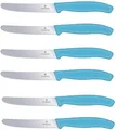 Victorinox 6 Stück Tafelmesser - Küchenmesser - Brötchenmesser Swiss Classic mit Wellenschliff - Swiss Made - Limited Edition Karibikblau