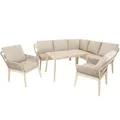 di volio Gartenmöbel Set Albenga - wetterfeste Garten Möbel aus zertifiziertem Akazienholz, für 7 Personen, großer Esstisch (Beige)
