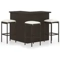 vidaXL 4-tlg Gartenbar-Set mit Kissen Poly Rattan Braun