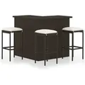 vidaXL 4-tlg. Gartenbar-Set mit Kissen Poly Rattan Braun