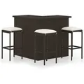4-tlg. Gartenbar-set Mit Kissen Poly Rattan Braun - Vidaxl