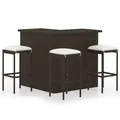 vidaXL 4-tlg. Gartenbar-Set mit Kissen Poly Rattan Braun NEU