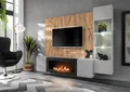 Wohnwand Anbauwand XARI PGAS G-K mit Led B. und Push - Click und Bio-Ethanol Kamin