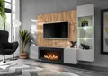 ASM-Moebel Wohnwand Wohnwand XARI PGAS-K mit Led Push - Click und Bio-Ethanol Kamin, Mit Bio-Ethanol Kamin Led Beleuchtung und Push-Click System