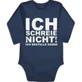 Shirtracer Shirtbody Ich schreie nicht, ich bestelle Essen! Sprüche Baby blau 3/6 Monate