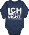 Baby Body langarm Mädchen Junge - Sprüche - Ich schreie nicht, ich bestelle Essen! - 3/6 Monate - Navy Blau - babybody mit spruch babygeschenke spruche eat strampler neugeboren babygeschenk