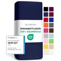 Jacobson Jersey Spannbettlaken Spannbetttuch Baumwolle Bettlaken (120x200-130x200 cm, Dunkelblau)